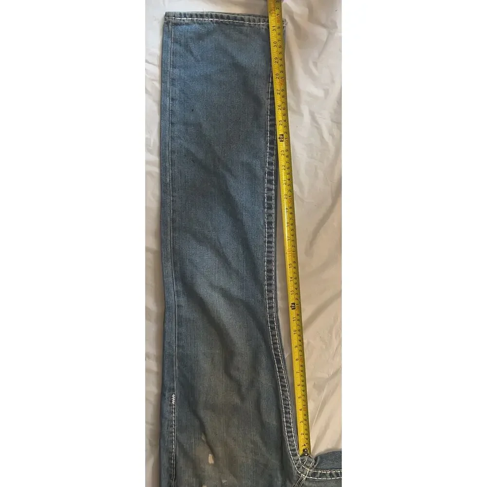 True Religion World Tour Distressed Jeans Men's Size 32 Straight Light Wash
